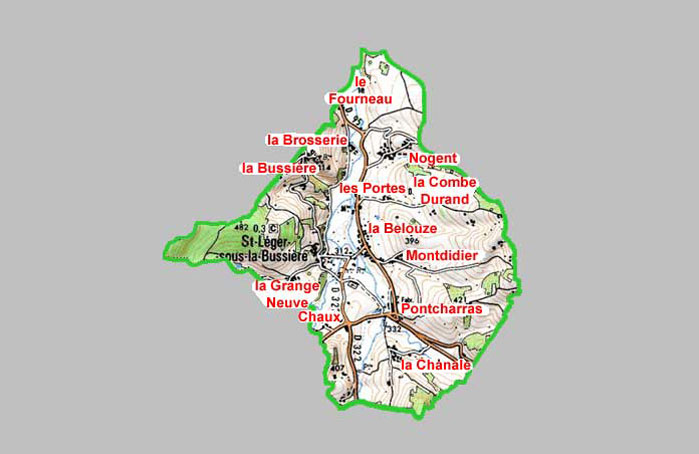 carte et hameaux de Saint-Léger-sous-la-Bussière